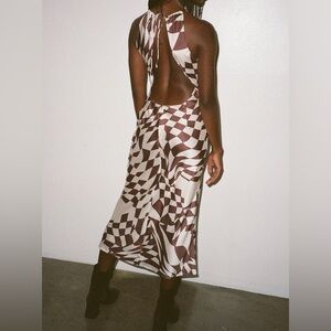 Another Girl Drawstring Halter Midi Slip Dress